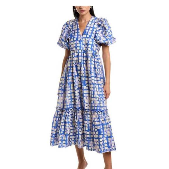 Hunter Bell Dresses & Skirts - NWOT Hunter Bell Womens Palmer Midi Dress blue Cream Gingham Large